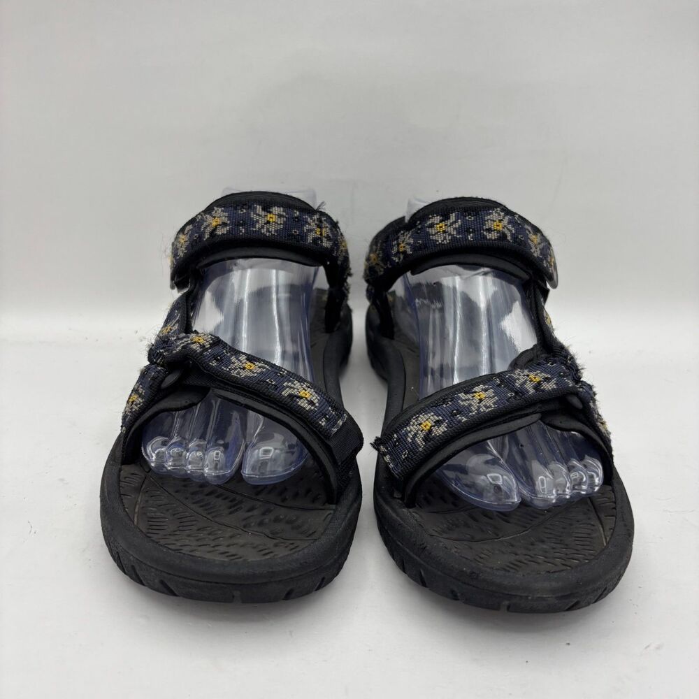 Teva Hurricane 4 Sport Sandals Women Size 9 Japanese Flower Navy Blue Black - Picture 3 of 8